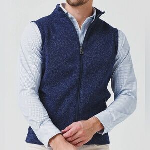 Peter Millar Navy Blue Fleece Sweater Vest MF21K61 Full-Zip